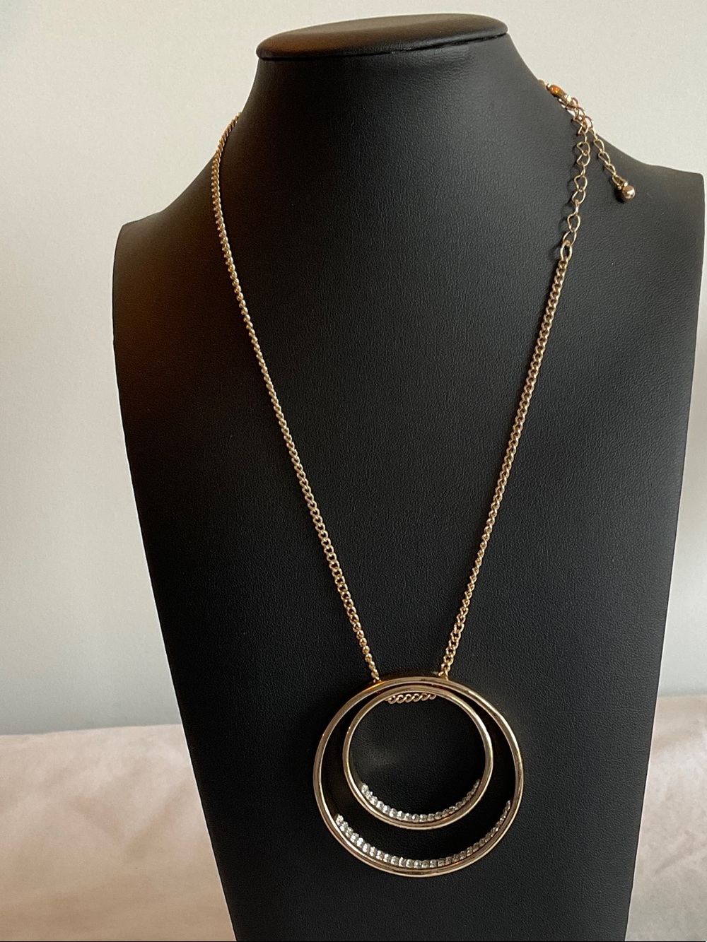 Gold-Tone Double Circle Pendant Necklace
